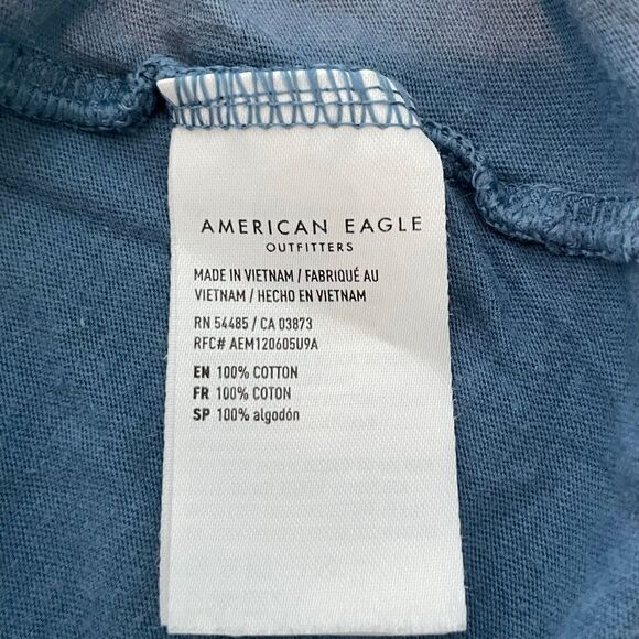 American Eagle Butterfly Graphic Tee Blue Soft Cotton Knit M - Picture 4 of 5